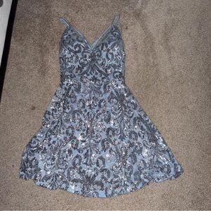 Windsor Blue and Silver Sequin Mini Dress